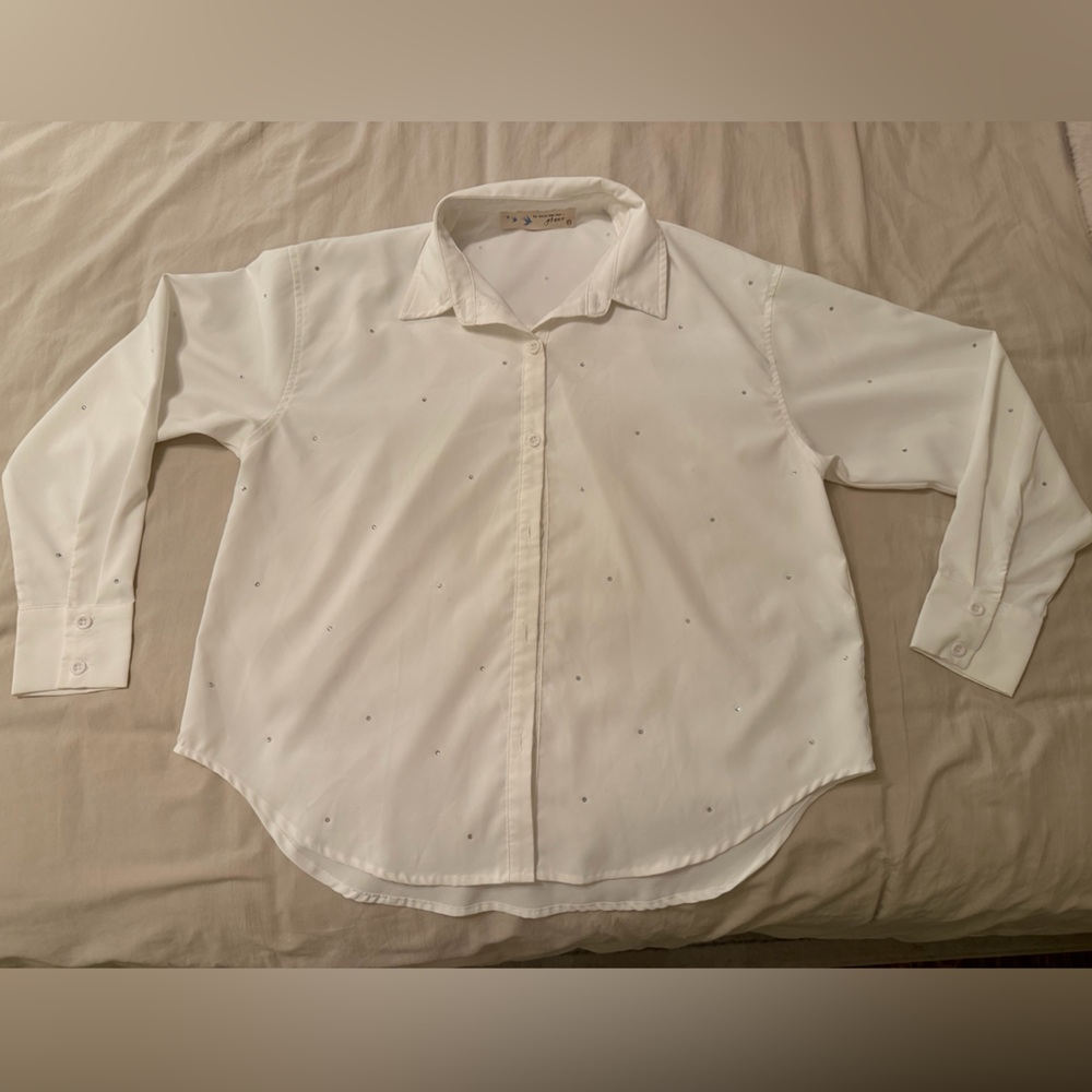 Studded White Button Down Shirt